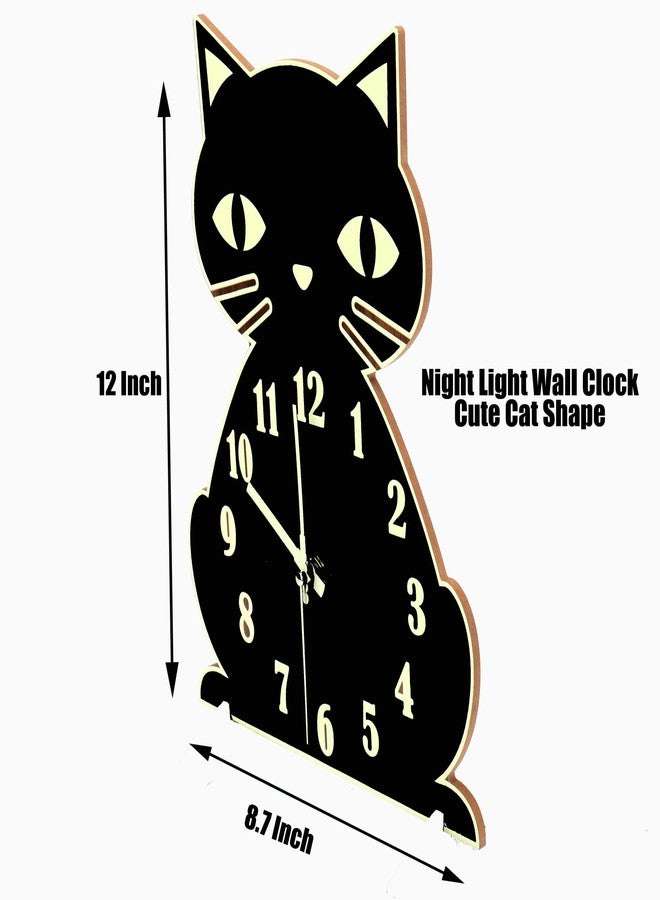 Crosstime Cat Wall Clock Glow in The Dark - Silent Luminous Clock for Bedroom Living Room Home Decor,Cute Unique Gifts for Kids,Cat Lovers- Black - Image 3