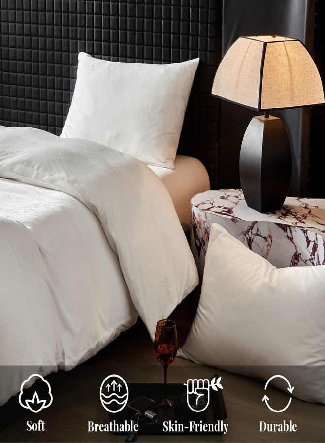 WARMDERN White Flannel Velvet Duvet Cover Queen Size Duvet Cover Bedding Sets, 3pcs Ultra Soft Luxury Textured Modern Crystal Velvet Duvet Covers with Zipper Closure(White, Queen) - Image 5
