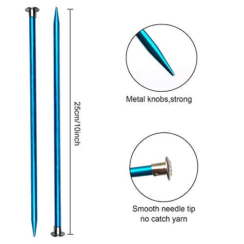 Weabetfu Aluminum Metal Knitting Needle,Colored Straight Single Pointed,10-inch Length for Handmade DIY Knitting,Size US 10(6.0mm) - Image 3