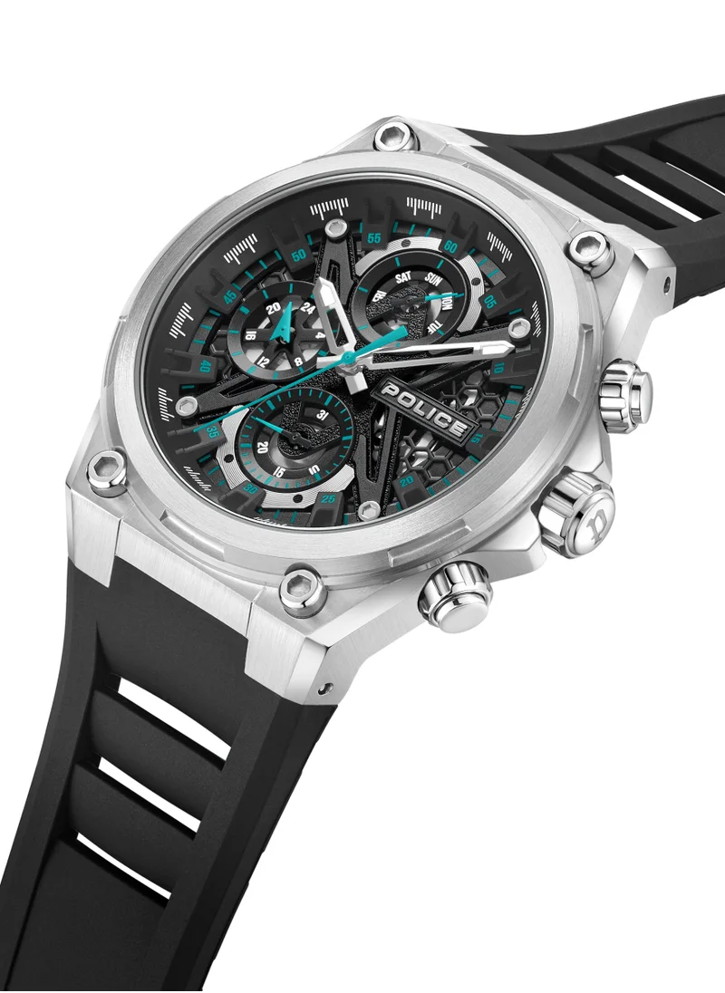 بوليس Sonic Black Dial Black Silicone Strap Gents Chronograph Watch With Stainless Steel Case
