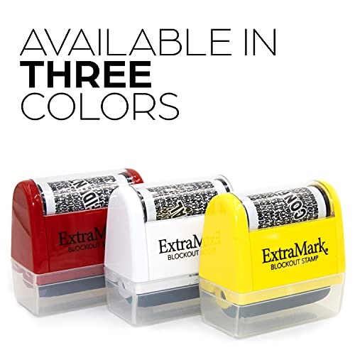 ExtraMark Identity Theft Protection Blockout Stamp - Roller Stamp with Two Replacement Ink Tubes - Yellow Unit - Image 3