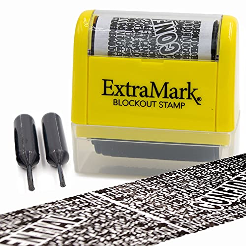 ExtraMark Identity Theft Protection Blockout Stamp - Roller Stamp with Two Replacement Ink Tubes - Yellow Unit - Image 5