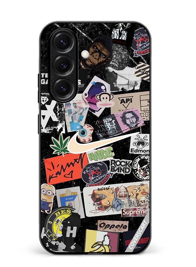 VR CREATIVE غطاء حماية لهاتف سامسونج جالاكسي A56 بتصميم ملصقات نايك متعدد الألوان