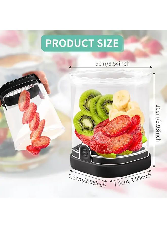 Light Blue Stainless Steel Fruit Slicer Manual Push Plate Quick Slice Cup Kitchen Tool For Home Restaurant - Image 3