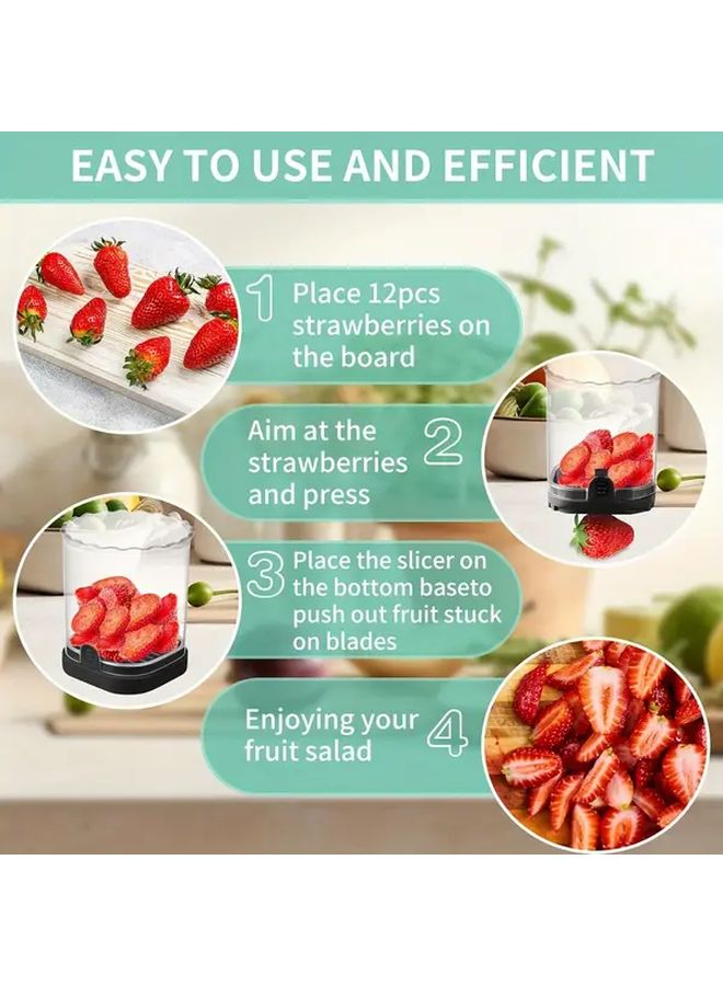 Light Blue Stainless Steel Fruit Slicer Manual Push Plate Quick Slice Cup Kitchen Tool For Home Restaurant - Image 4