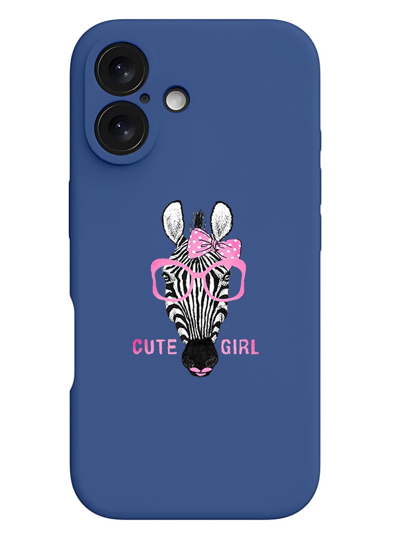 Theodor Protective Slim Fit Case Liquid Silicone Cover with Full Body Protection Anti-Scratch Shockproof Case For Apple iPhone 17 (Blue) Cute girl zebra - Image 1