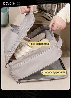 Joychic Business Travel Trip Shoe Storage Packing Organizer Waterproof and Moisture-proof  Portable Shoe Bag Large Capacity Shoe Bag with Handle for Men and Women Grey  - Image 2