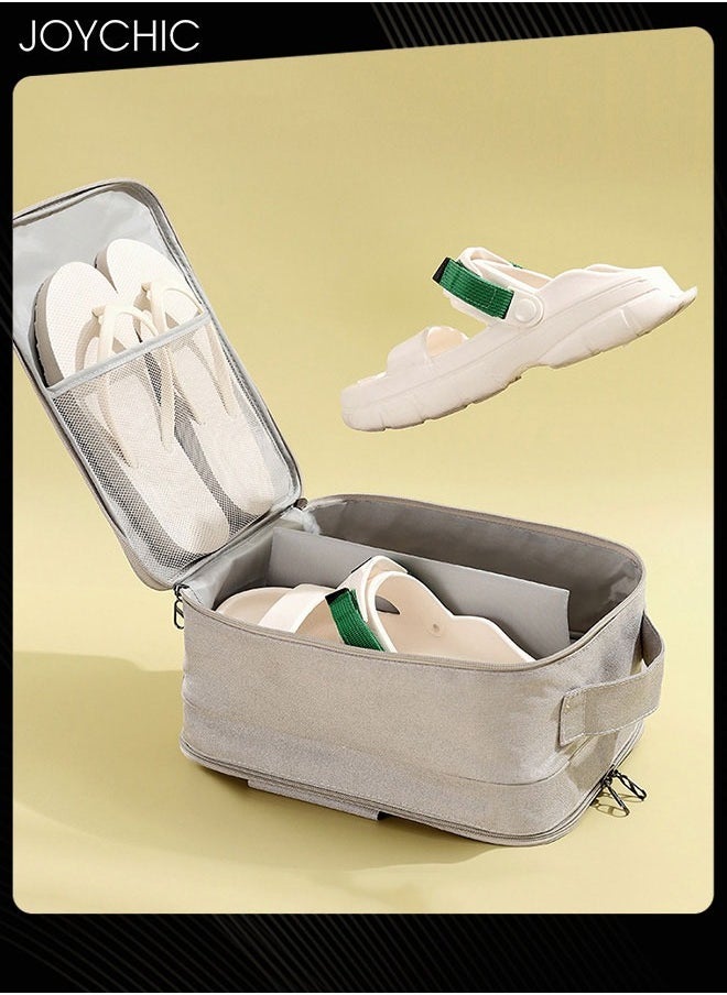 Joychic Business Travel Trip Shoe Storage Packing Organizer Waterproof and Moisture-proof  Portable Shoe Bag Large Capacity Shoe Bag with Handle for Men and Women Grey  - Image 3