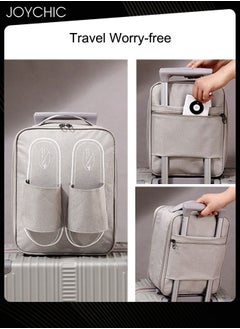 Joychic Business Travel Trip Shoe Storage Packing Organizer Waterproof and Moisture-proof  Portable Shoe Bag Large Capacity Shoe Bag with Handle for Men and Women Grey  - Image 4