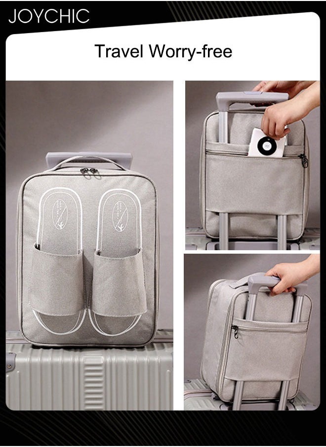 Joychic Business Travel Trip Shoe Storage Packing Organizer Waterproof and Moisture-proof  Portable Shoe Bag Large Capacity Shoe Bag with Handle for Men and Women Grey  - Image 4