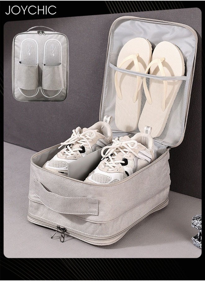 Joychic Business Travel Trip Shoe Storage Packing Organizer Waterproof and Moisture-proof  Portable Shoe Bag Large Capacity Shoe Bag with Handle for Men and Women Grey  - Image 1
