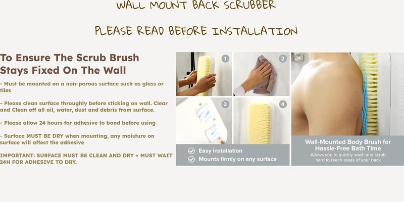 Primo Supply Wall Mounted Back Scrubber for Shower - Large Exfoliating Brush for Shower - Bathing Scrub Brush - Hands-Free Back Brush & Body Scrubber - Shower Accessories - 7.9x11.9in in-Shower Scrubber for Body - Image 4