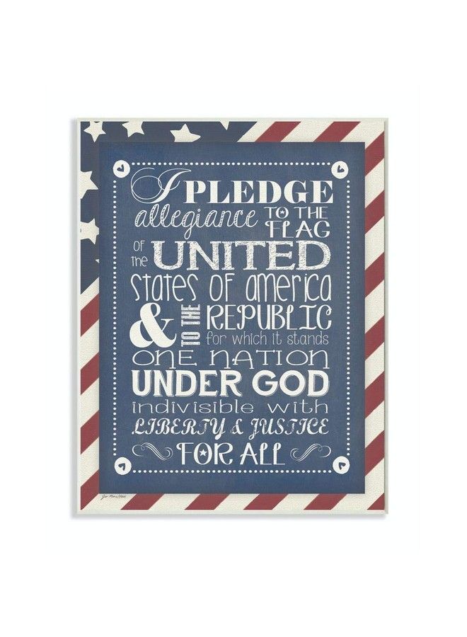 Stupell Industries The Kids Room By Stupell Pledge Of Allegiance With American Flag Background Rectangle Wall Plaque 11 X 0.5 X 15 Proudly Made In Usa - Image 2