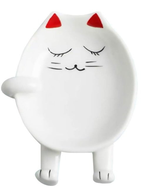 Pottery Cat Spoon Rest - Silicone Utensil Rest for Ladles, Spoons, Chopsticks, and Silverware Tray.