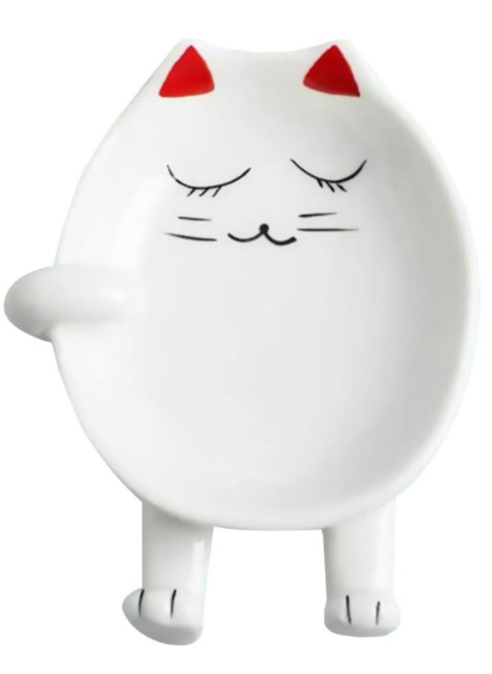Oasisgalore - Pottery Cat Spoon Rest - Silicone Utensil Rest for Ladles, Spoons, Chopsticks, and Silverware Tray. - Image 1