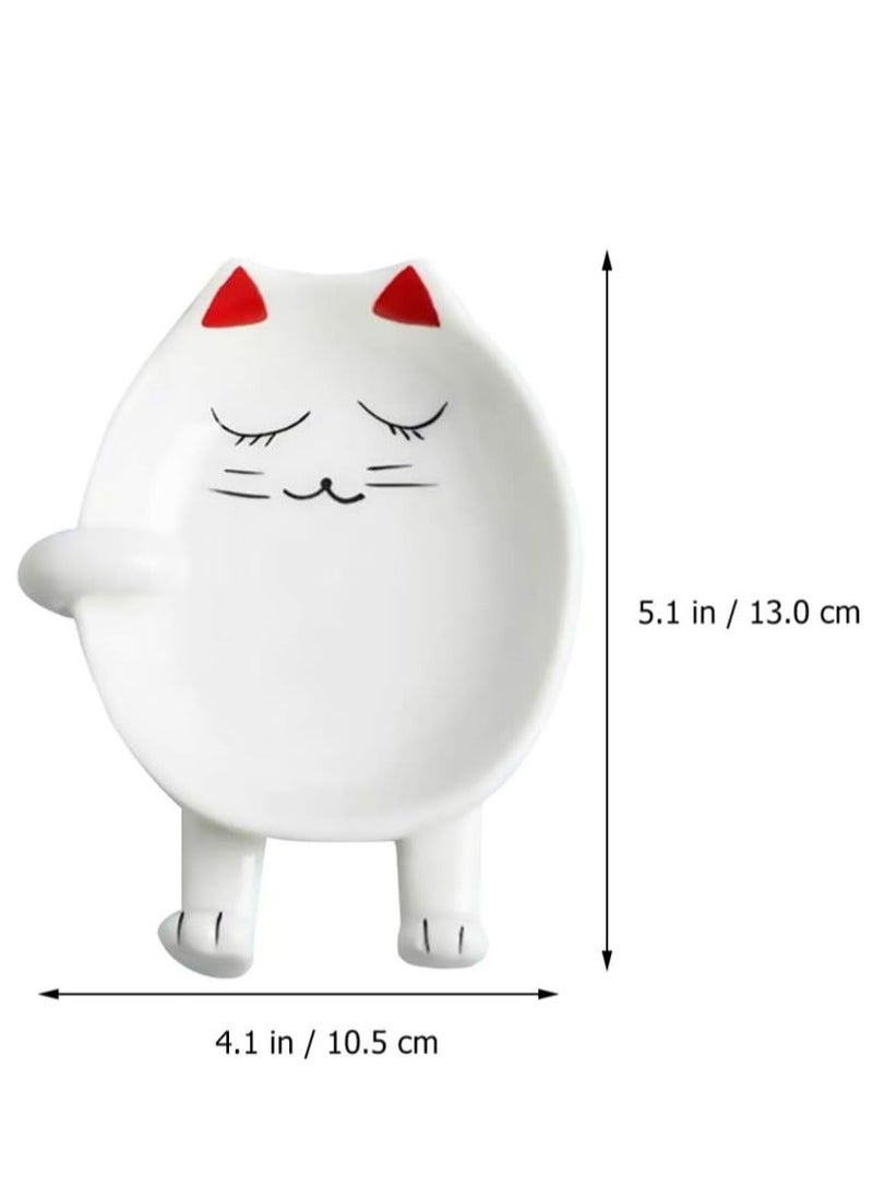 Oasisgalore - Pottery Cat Spoon Rest - Silicone Utensil Rest for Ladles, Spoons, Chopsticks, and Silverware Tray. - Image 1