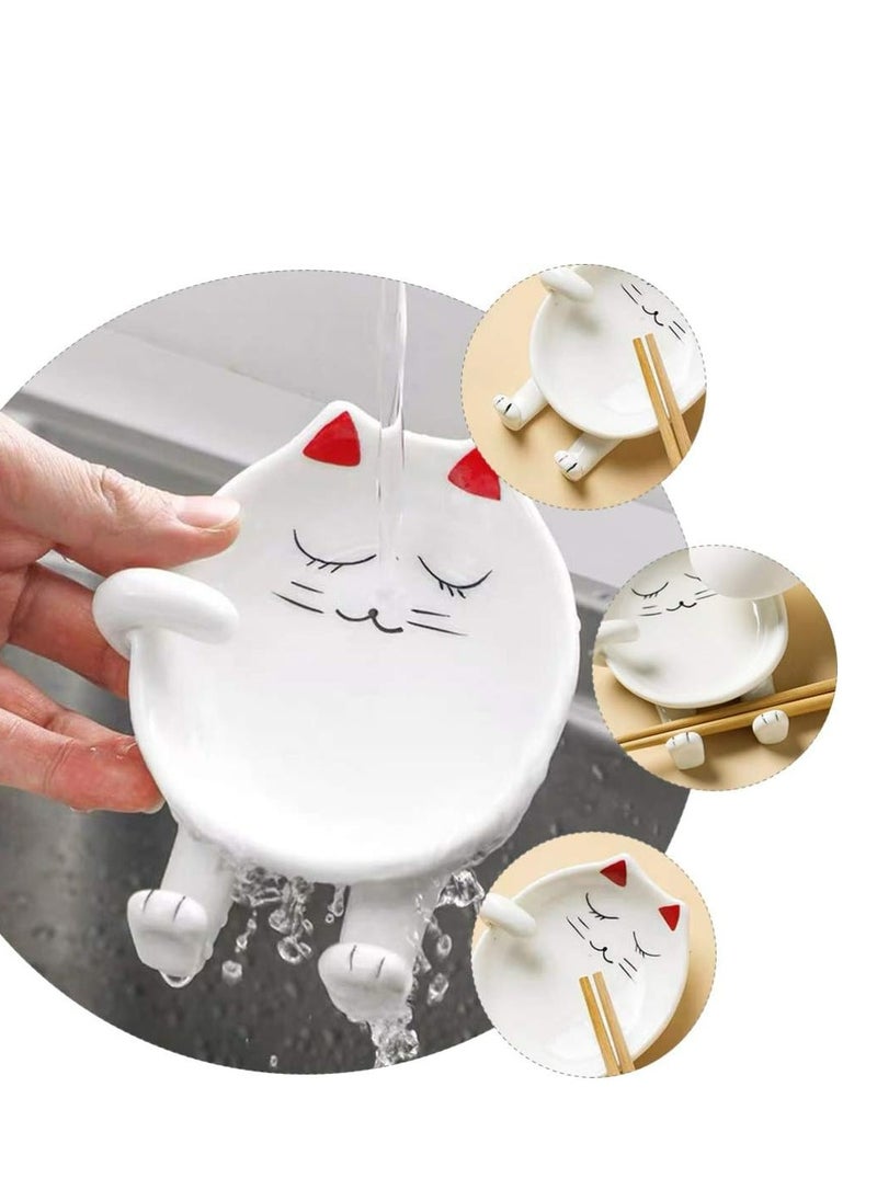 Oasisgalore - Pottery Cat Spoon Rest - Silicone Utensil Rest for Ladles, Spoons, Chopsticks, and Silverware Tray. - Image 1