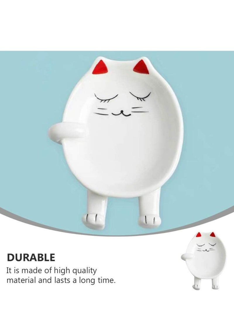 Oasisgalore - Pottery Cat Spoon Rest - Silicone Utensil Rest for Ladles, Spoons, Chopsticks, and Silverware Tray. - Image 1