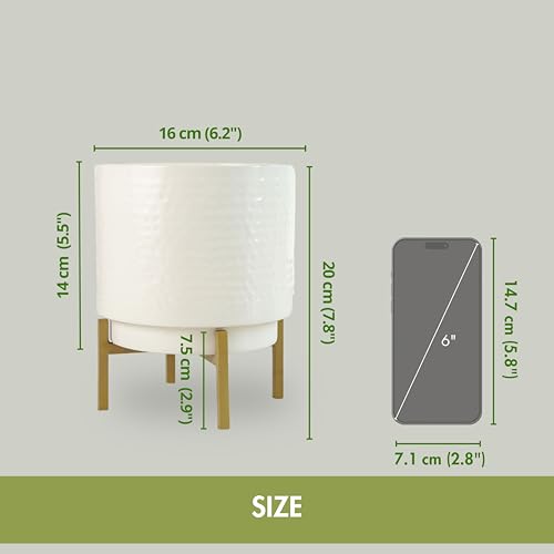 BEHOMA Hammered Metal Indoor Planter for Table Top and Floor | Living Room Drawing Room Balcony Office | Decoration Ideas for Plants | Size Height- 8" x Dia. 6" inch, White (Plants not Included) - Image 4