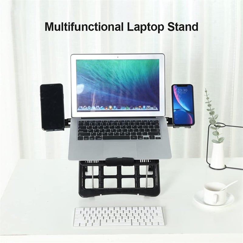 PORSTUV Aluminum Laptop Stand with Built - in Foldable Phone Holders - Multi - Angle Adjustable Cooling Bracket - Image 2