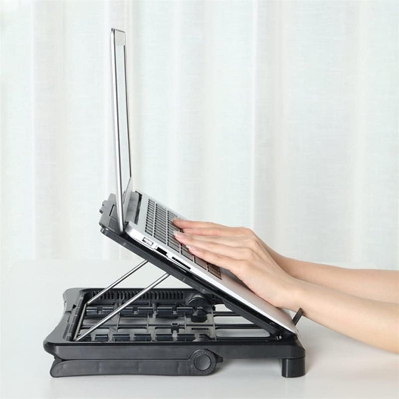 PORSTUV Aluminum Laptop Stand with Built - in Foldable Phone Holders - Multi - Angle Adjustable Cooling Bracket - Image 4