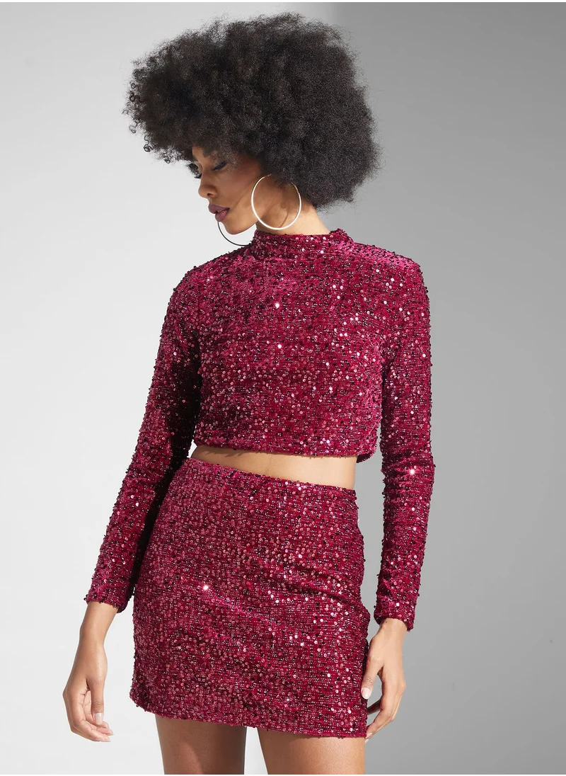 GLAMOROUS Sequin Detail Top