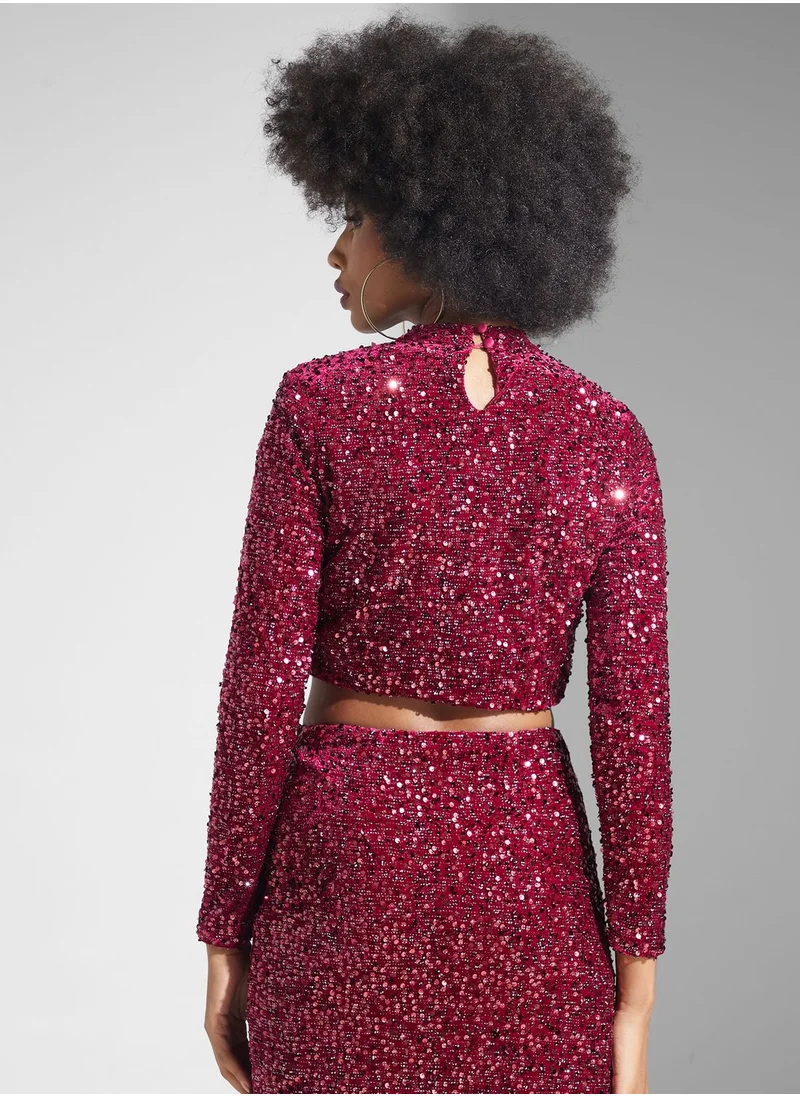 GLAMOROUS Sequin Detail Top