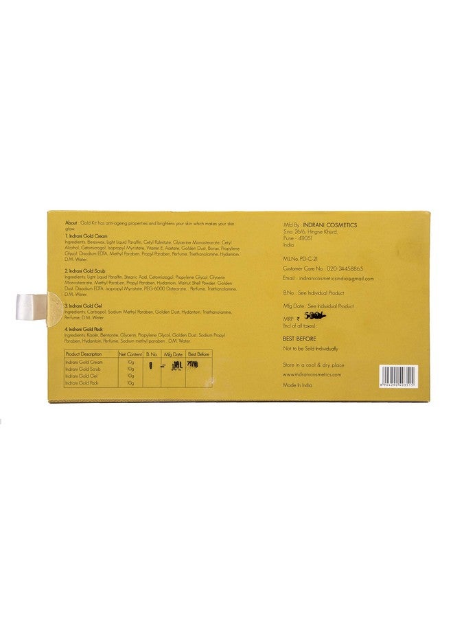 Indrani Cosmetics 40 G Gel, Scrub, Cream, Pack Gold Facial Kit - Image 4