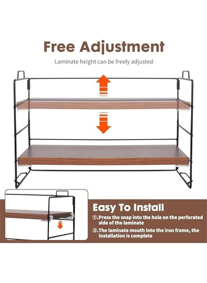 HOOKOR Desktop Shelves, Wood Desktop Organizer Shelf, Adjustable Desktop Display Shelf Rack, Office Cubicle Decor for Tabletop, School, Office, Dorm Organization - Image 2