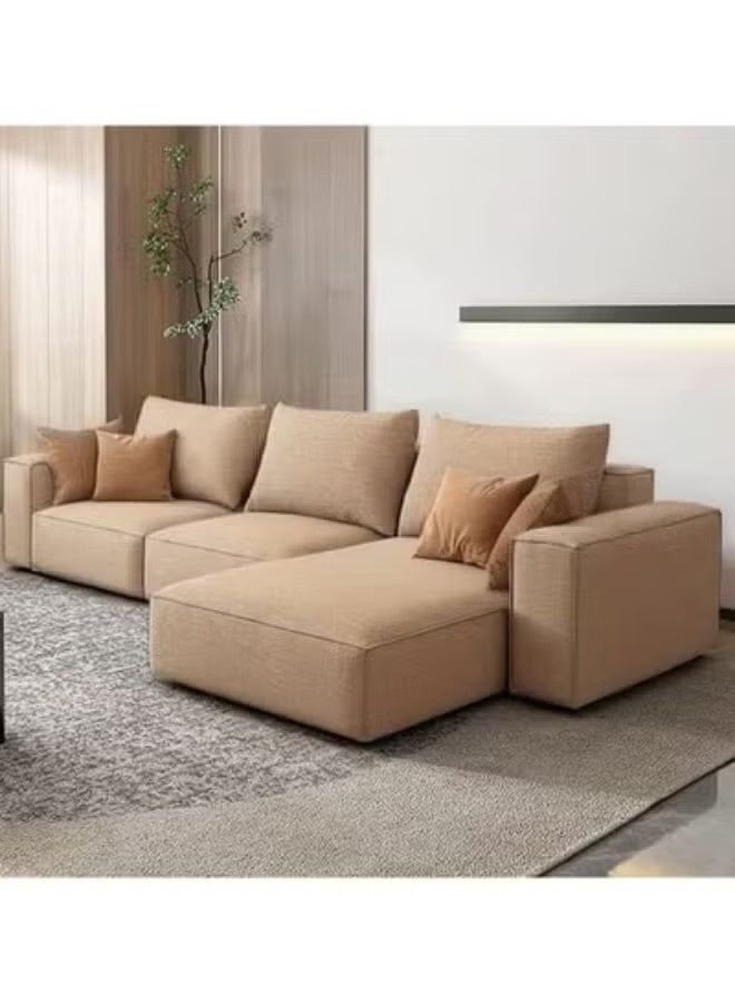 Al Zakharef Furniture Rabeena L-Shape Linen Fabric Corner Sofa Set – Luxury Sectional Couch for Living Room with Strong Wood Frame & Free Pillows – Modern L-Shape Sofa Color Beige-Left Side - Image 1