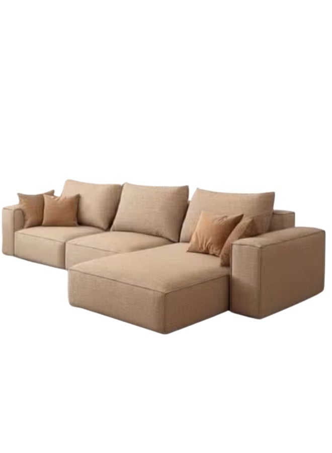 Al Zakharef Furniture Rabeena L-Shape Linen Fabric Corner Sofa Set – Luxury Sectional Couch for Living Room with Strong Wood Frame & Free Pillows – Modern L-Shape Sofa Color Beige-Left Side - Image 3