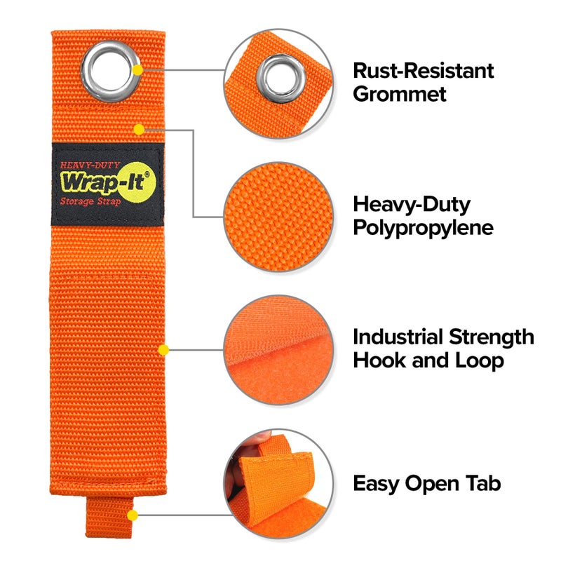 Wrap-It Storage Heavy-Duty Wrap-It Storage Straps - 7-inch (6-Pack) Blaze Orange - Garage Organizer and Appliance Cord Holder for Home Storage Essentials - Image 4