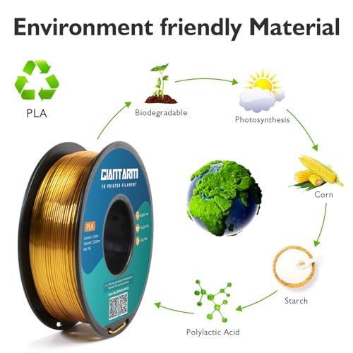 GIANTARM 3D Printer Filament, Silk Gold Pla Filament, 1Kg(2.2lbs) Spool, 1.75mm Dimension Accuracy +/- 0.03mm, 3D Printing Filament - Image 3