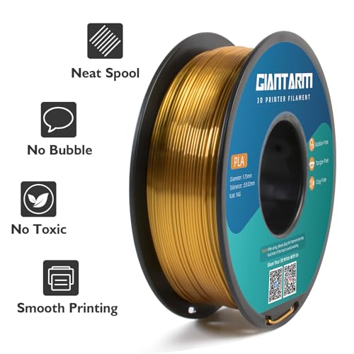 GIANTARM 3D Printer Filament, Silk Gold Pla Filament, 1Kg(2.2lbs) Spool, 1.75mm Dimension Accuracy +/- 0.03mm, 3D Printing Filament - Image 4