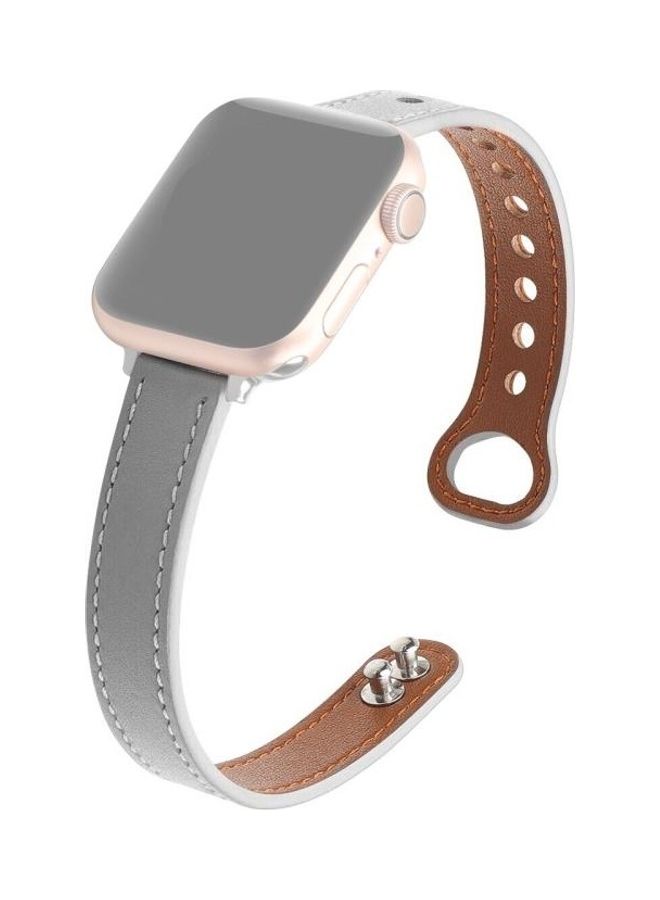 NIBEMINENT Double Nail Replacement Strap Watchband For Apple Watch Series 7 45mm/6 & Se 5 4 44mm/3 2 1 42mm Grey - Image 2