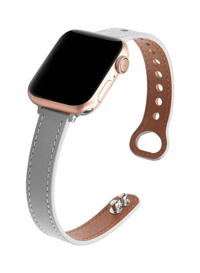 NIBEMINENT Double Nail Replacement Strap Watchband For Apple Watch Series 7 45mm/6 & Se 5 4 44mm/3 2 1 42mm Grey - Image 3