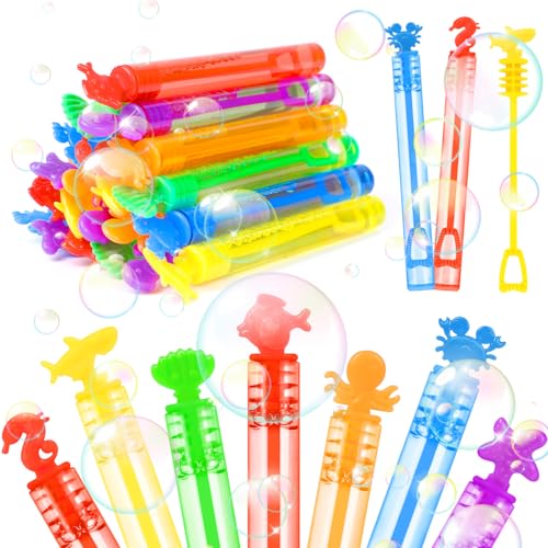 LOKIPA 36PCS Bubble Wands Mini Bubbles Party Favors Small Wands with Bubbles Refill Solution for Summer Toy Party Favor Kids Birthday Pool Indoor and OutdoorRandom Pattern - Image 1
