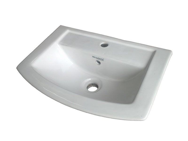 BELMONTE Lily Wall Hung Glossy Wash Basin White 18 x 13 Inch - Image 1