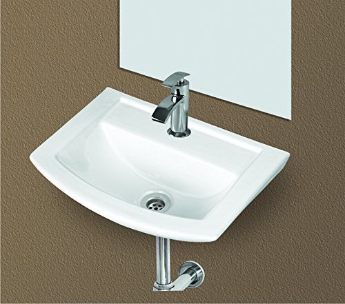BELMONTE Lily Wall Hung Glossy Wash Basin White 18 x 13 Inch - Image 2
