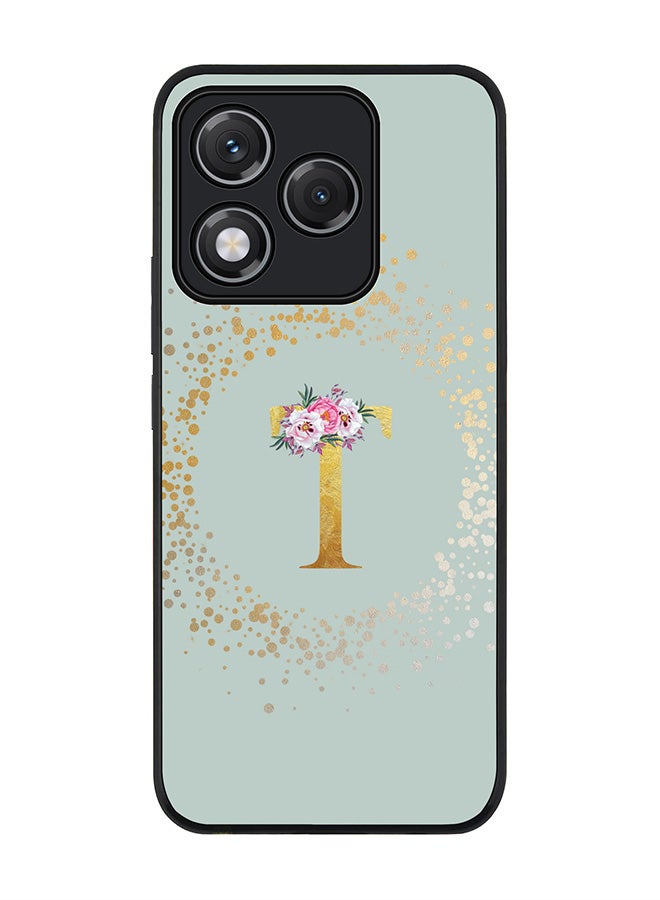 For Honor 400 Lite Case,Slim fit Camera Protection, Shockproof Thin Phone cover  - Custom Monogram Floral - T  (Light Grey )