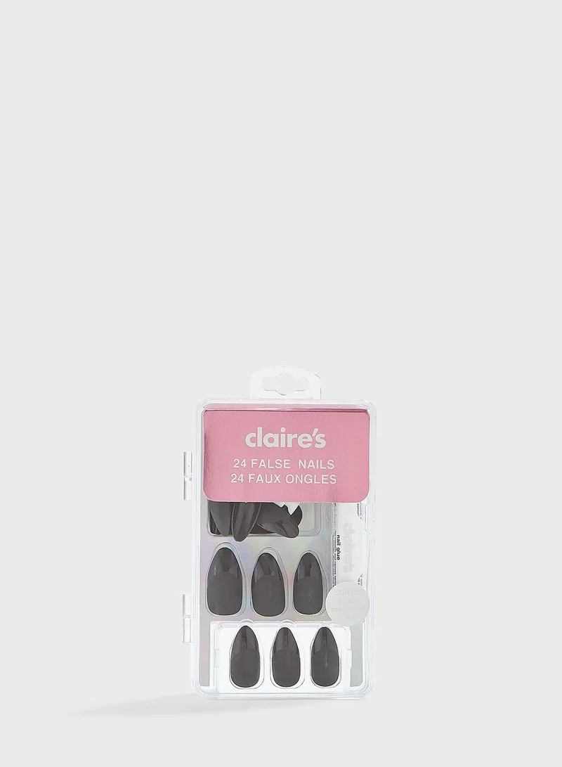 Claires Black Matte Faux Nail