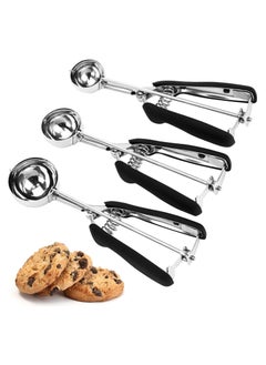 3 PCS Cookie Scoops for Baking,Cookie Dough Scoop,Ice Cream Scoop，Made of 18/8 Stainless Steel