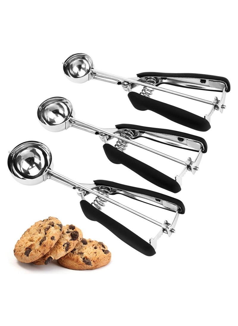 San Yi 3 PCS Cookie Scoops for Baking,Cookie Dough Scoop,Ice Cream Scoop，Made of 18/8 Stainless Steel  - Image 1