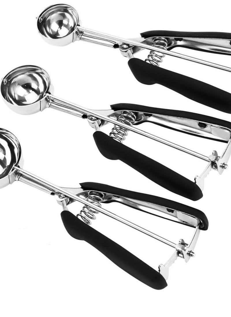 San Yi - 3 PCS Cookie Scoops for Baking,Cookie Dough Scoop,Ice Cream Scoop，Made of 18/8 Stainless Steel - Image 1