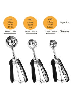 San Yi 3 PCS Cookie Scoops for Baking,Cookie Dough Scoop,Ice Cream Scoop，Made of 18/8 Stainless Steel  - Image 2