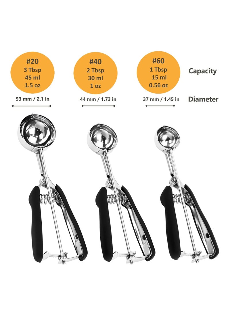 San Yi 3 PCS Cookie Scoops for Baking,Cookie Dough Scoop,Ice Cream Scoop，Made of 18/8 Stainless Steel  - Image 2
