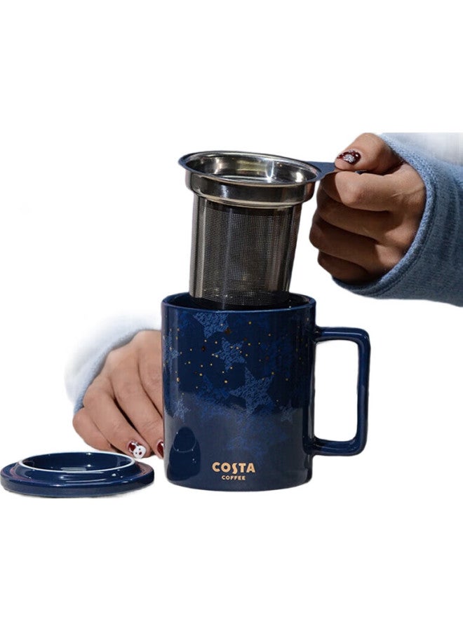 Costa Ceramic Mug With Lid, Tea Infuser, Birthday Valentine'S Day Gift, Cup For Men And Women, Office Water Cup, Coffee Mug - Image 1