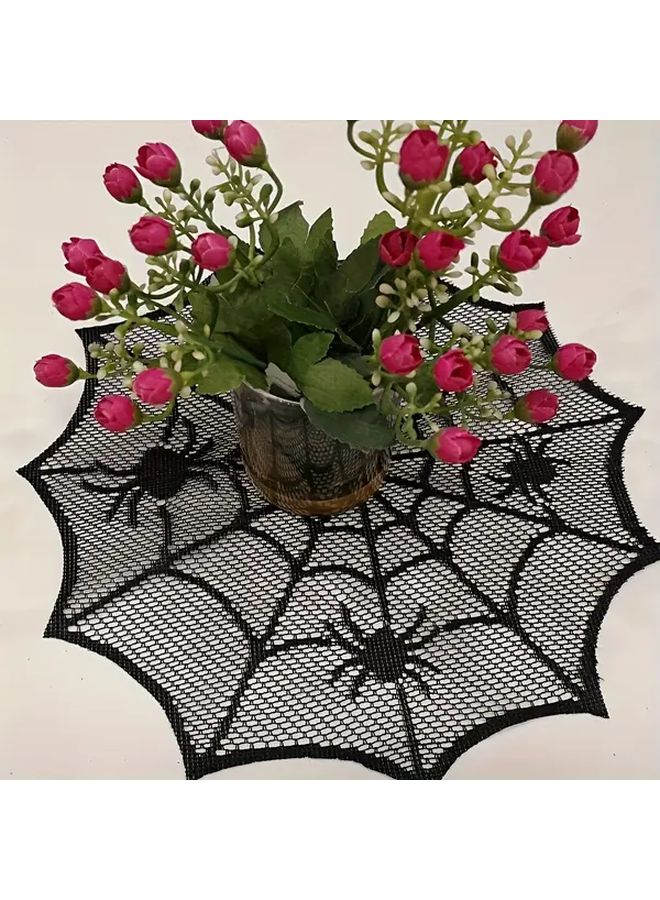 3 Pcs Halloween Round Table Mats Spider Web Design Home Kitchen Decor - Image 2