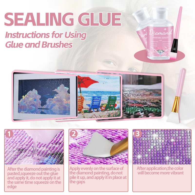 DNSGOOR 186Pcs All Inclusive Diamond Art Accessories Kit Diamond Painting A4 LED Light Pad Set with Diamond Art Sealer Glue Stand Storage Case Pens 5D Painting Tools for DIY Drill Craft - Image 3