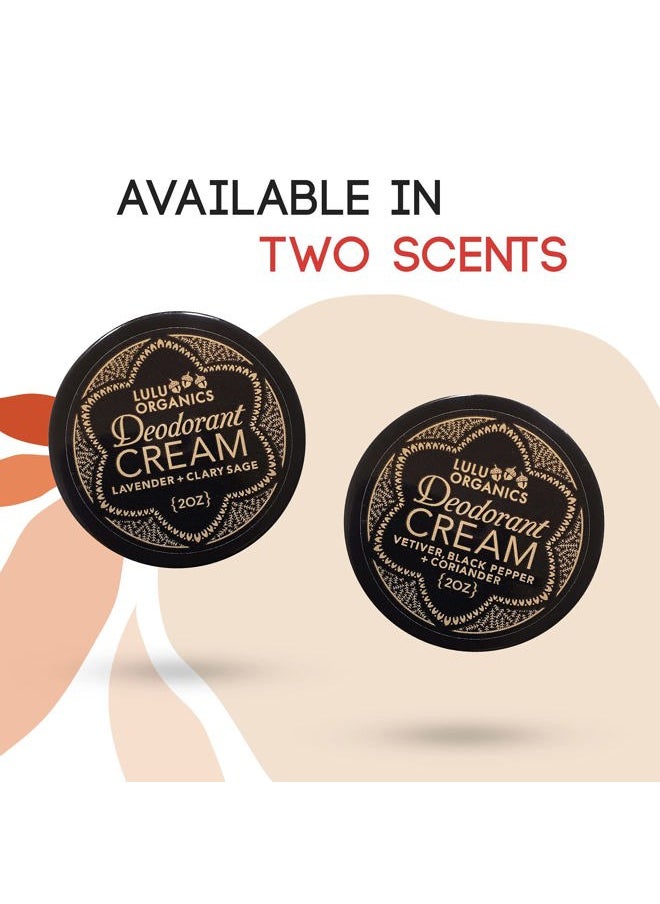 Lulu Organics - Natural Deodorant Cream – Aluminum and Cruelty Free, Long Lasting Odor for Women and Men, Vegan Formula, Gentle on Sensitive Skin, Non Toxic and Eco-Friendly, Lavender & Clary Sage, 2oz - Image 1
